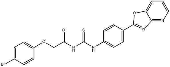 N-[(4-bromophenoxy)acetyl]-N'-(4-[1,3]oxazolo[4,5-b]pyridin-2-ylphenyl)thiourea Struktur