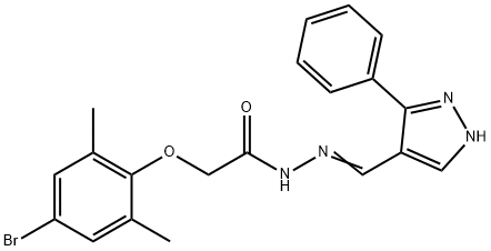 2-(4-bromo-2,6-dimethylphenoxy)-N'-[(3-phenyl-1H-pyrazol-4-yl)methylene]acetohydrazide Struktur