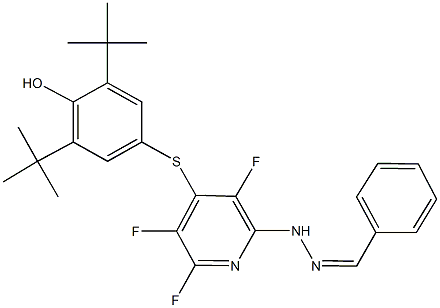 benzaldehyde {4-[(3,5-ditert-butyl-4-hydroxyphenyl)sulfanyl]-3,5,6-trifluoro-2-pyridinyl}hydrazone Struktur