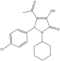 4-acetyl-5-(4-chlorophenyl)-1-cyclohexyl-3-hydroxy-1,5-dihydro-2H-pyrrol-2-one Struktur