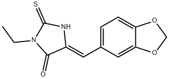 5-(1,3-benzodioxol-5-ylmethylene)-3-ethyl-2-thioxo-4-imidazolidinone Struktur