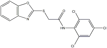 2-(1,3-benzoxazol-2-ylsulfanyl)-N-(2,4,6-trichlorophenyl)acetamide Struktur