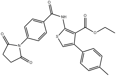 ethyl 2-{[4-(2,5-dioxo-1-pyrrolidinyl)benzoyl]amino}-4-(4-methylphenyl)-3-thiophenecarboxylate Struktur