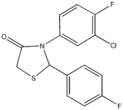 3-(3-chloro-4-fluorophenyl)-2-(4-fluorophenyl)-1,3-thiazolidin-4-one Struktur