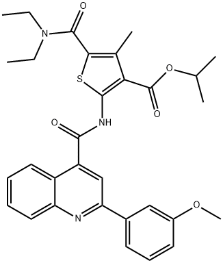 isopropyl 5-[(diethylamino)carbonyl]-2-({[2-(3-methoxyphenyl)-4-quinolinyl]carbonyl}amino)-4-methyl-3-thiophenecarboxylate Struktur