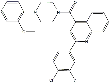 2-(4-{[2-(3,4-dichlorophenyl)-4-quinolinyl]carbonyl}-1-piperazinyl)phenyl methyl ether Struktur