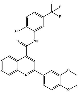 N-[2-chloro-5-(trifluoromethyl)phenyl]-2-(3,4-dimethoxyphenyl)-4-quinolinecarboxamide Struktur