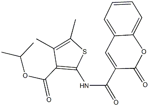 isopropyl 4,5-dimethyl-2-{[(2-oxo-2H-chromen-3-yl)carbonyl]amino}-3-thiophenecarboxylate Struktur