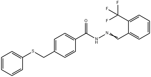 4-[(phenylsulfanyl)methyl]-N'-[2-(trifluoromethyl)benzylidene]benzohydrazide Struktur