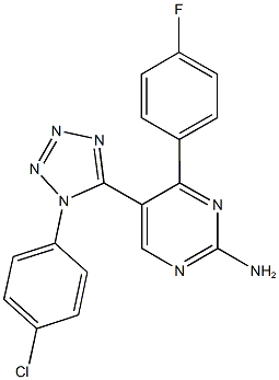 5-[1-(4-chlorophenyl)-1H-tetraazol-5-yl]-4-(4-fluorophenyl)-2-pyrimidinylamine Struktur