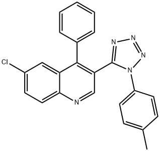 6-chloro-3-[1-(4-methylphenyl)-1H-tetraazol-5-yl]-4-phenylquinoline Struktur