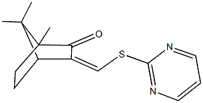 1,7,7-trimethyl-3-[(2-pyrimidinylsulfanyl)methylene]bicyclo[2.2.1]heptan-2-one Struktur