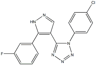 1-(4-chlorophenyl)-5-[5-(3-fluorophenyl)-1H-pyrazol-4-yl]-1H-tetraazole Struktur