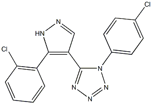 1-(4-chlorophenyl)-5-[5-(2-chlorophenyl)-1H-pyrazol-4-yl]-1H-tetraazole Struktur