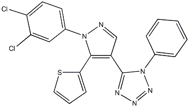 5-[1-(3,4-dichlorophenyl)-5-(2-thienyl)-1H-pyrazol-4-yl]-1-phenyl-1H-tetraazole Struktur