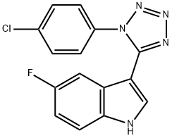 3-[1-(4-chlorophenyl)-1H-tetraazol-5-yl]-5-fluoro-1H-indole Struktur