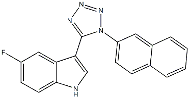 5-fluoro-3-(1-naphthalen-2-yl-1H-tetraazol-5-yl)-1H-indole Struktur