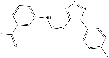 1-[3-({2-[1-(4-methylphenyl)-1H-tetraazol-5-yl]vinyl}amino)phenyl]ethanone Struktur