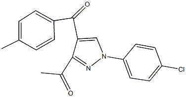 1-[1-(4-chlorophenyl)-4-(4-methylbenzoyl)-1H-pyrazol-3-yl]ethanone Struktur