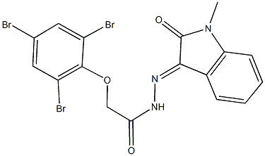 N'-(1-methyl-2-oxo-1,2-dihydro-3H-indol-3-ylidene)-2-(2,4,6-tribromophenoxy)acetohydrazide Struktur