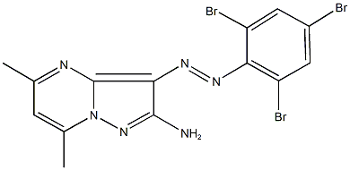 5,7-dimethyl-3-[(2,4,6-tribromophenyl)diazenyl]pyrazolo[1,5-a]pyrimidin-2-ylamine Struktur