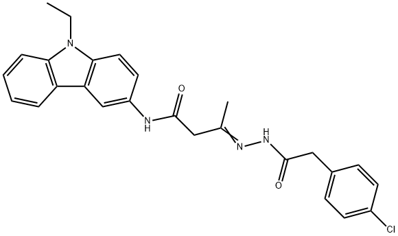 3-{[(4-chlorophenyl)acetyl]hydrazono}-N-(9-ethyl-9H-carbazol-3-yl)butanamide Struktur