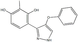 2-methyl-4-(4-phenoxy-1H-pyrazol-3-yl)-1,3-benzenediol Struktur