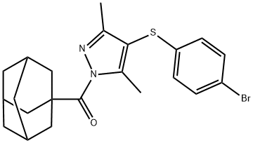 1-(1-adamantylcarbonyl)-4-[(4-bromophenyl)sulfanyl]-3,5-dimethyl-1H-pyrazole Struktur