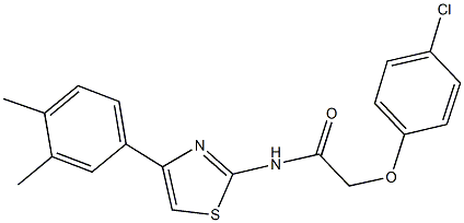 2-(4-chlorophenoxy)-N-[4-(3,4-dimethylphenyl)-1,3-thiazol-2-yl]acetamide Struktur