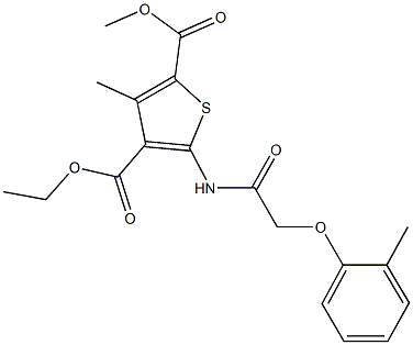 4-ethyl 2-methyl 3-methyl-5-{[(2-methylphenoxy)acetyl]amino}-2,4-thiophenedicarboxylate Struktur