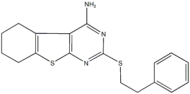 2-[(2-phenylethyl)sulfanyl]-5,6,7,8-tetrahydro[1]benzothieno[2,3-d]pyrimidin-4-amine Struktur