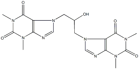 7-[3-(1,3-dimethyl-2,6-dioxo-1,2,3,6-tetrahydro-7H-purin-7-yl)-2-hydroxypropyl]-1,3-dimethyl-3,7-dihydro-1H-purine-2,6-dione Struktur