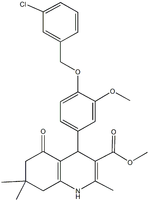 methyl 4-{4-[(3-chlorobenzyl)oxy]-3-methoxyphenyl}-2,7,7-trimethyl-5-oxo-1,4,5,6,7,8-hexahydro-3-quinolinecarboxylate Struktur