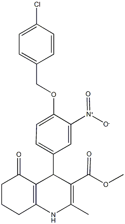 methyl 4-{4-[(4-chlorobenzyl)oxy]-3-nitrophenyl}-2-methyl-5-oxo-1,4,5,6,7,8-hexahydro-3-quinolinecarboxylate Struktur