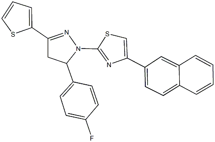 2-[5-(4-fluorophenyl)-3-(2-thienyl)-4,5-dihydro-1H-pyrazol-1-yl]-4-(2-naphthyl)-1,3-thiazole Struktur