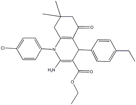 ethyl 2-amino-1-(4-chlorophenyl)-4-(4-ethylphenyl)-7,7-dimethyl-5-oxo-1,4,5,6,7,8-hexahydro-3-quinolinecarboxylate Struktur