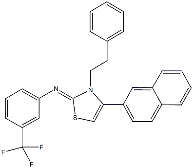 N-(4-(2-naphthyl)-3-(2-phenylethyl)-1,3-thiazol-2(3H)-ylidene)-N-[3-(trifluoromethyl)phenyl]amine Struktur