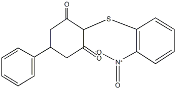 2-({2-nitrophenyl}sulfanyl)-5-phenyl-1,3-cyclohexanedione Struktur