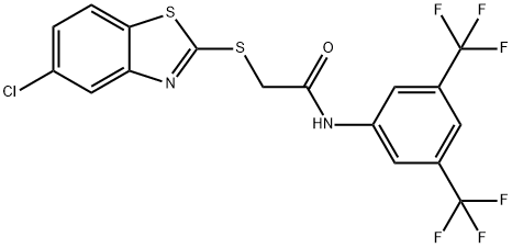 N-[3,5-bis(trifluoromethyl)phenyl]-2-[(5-chloro-1,3-benzothiazol-2-yl)sulfanyl]acetamide Struktur