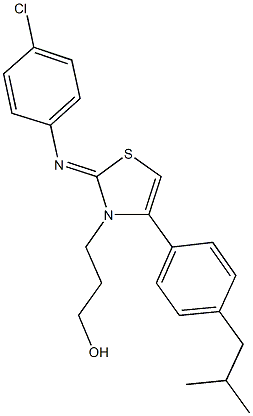 3-(2-[(4-chlorophenyl)imino]-4-(4-isobutylphenyl)-1,3-thiazol-3(2H)-yl)-1-propanol Struktur