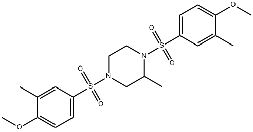 1,4-bis[(4-methoxy-3-methylphenyl)sulfonyl]-2-methylpiperazine Struktur