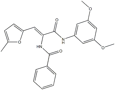 N-[1-[(3,5-dimethoxyanilino)carbonyl]-2-(5-methyl-2-furyl)vinyl]benzamide Struktur