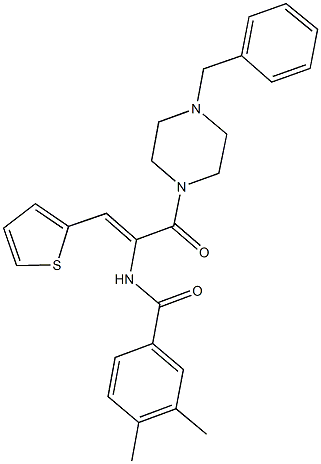 N-[1-[(4-benzyl-1-piperazinyl)carbonyl]-2-(2-thienyl)vinyl]-3,4-dimethylbenzamide Struktur