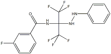 3-fluoro-N-[2,2,2-trifluoro-1-(2-phenylhydrazino)-1-(trifluoromethyl)ethyl]benzamide Struktur