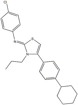 N-(4-chlorophenyl)-N-(4-(4-cyclohexylphenyl)-3-propyl-1,3-thiazol-2(3H)-ylidene)amine Struktur