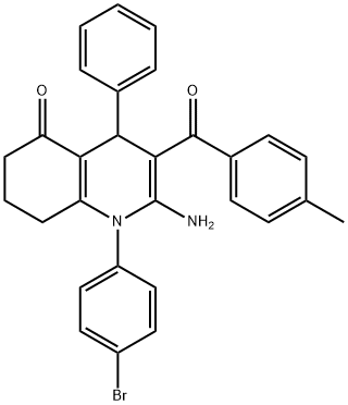 2-amino-1-(4-bromophenyl)-3-(4-methylbenzoyl)-4-phenyl-4,6,7,8-tetrahydro-5(1H)-quinolinone Struktur