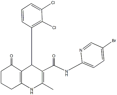 N-(5-bromopyridin-2-yl)-4-(2,3-dichlorophenyl)-2-methyl-5-oxo-1,4,5,6,7,8-hexahydroquinoline-3-carboxamide Struktur