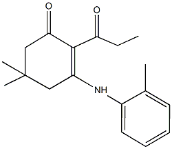 5,5-dimethyl-2-propionyl-3-(2-toluidino)-2-cyclohexen-1-one Struktur