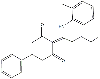 5-phenyl-2-[1-(2-toluidino)pentylidene]-1,3-cyclohexanedione Struktur