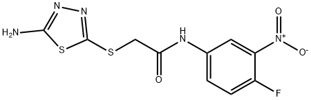 2-[(5-amino-1,3,4-thiadiazol-2-yl)sulfanyl]-N-{4-fluoro-3-nitrophenyl}acetamide Struktur